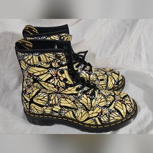 Dr Martens 1460 Women's Butterfly Print Suede Boots Yellow New No Box SZ 8, 9